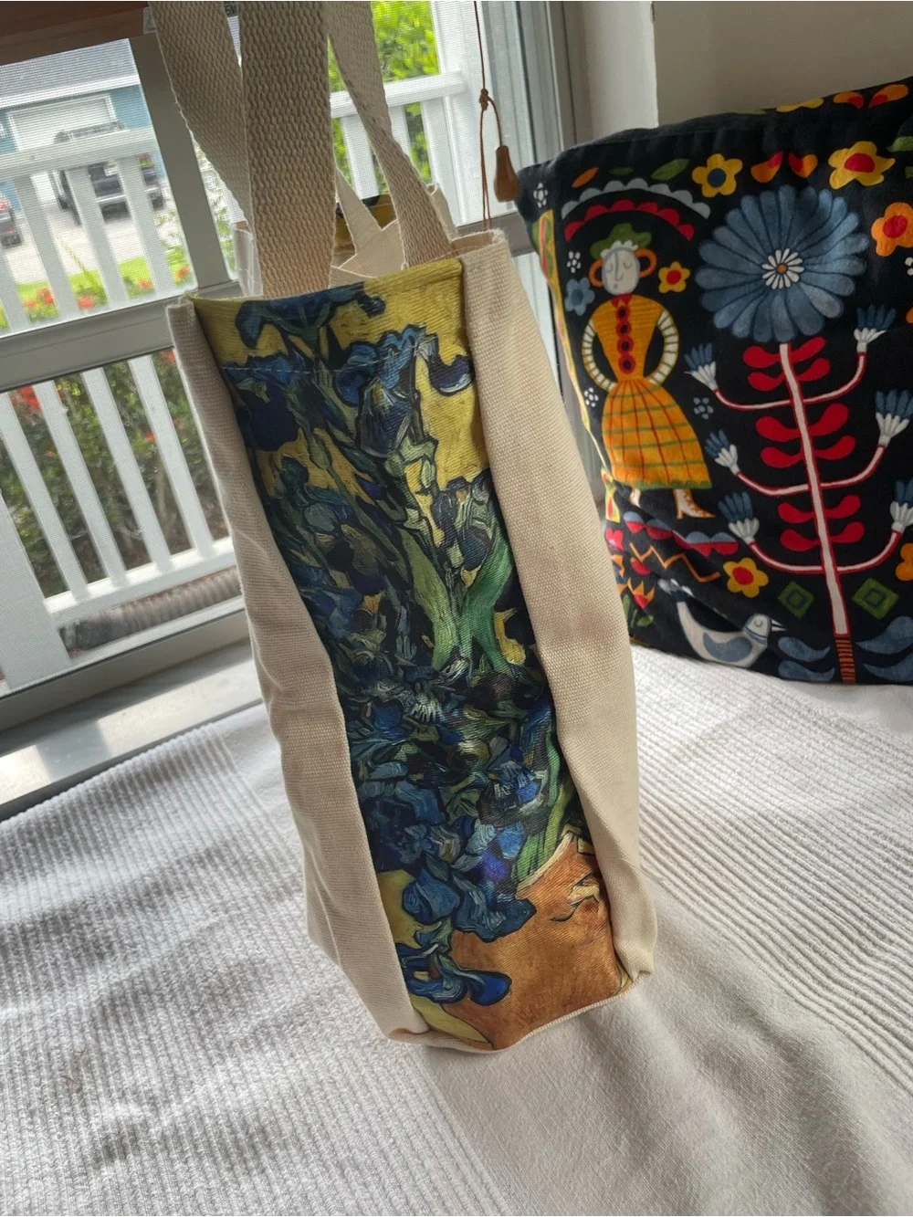 Canvas Van Gogh Irises Tote in Cream, Yellow, Blue